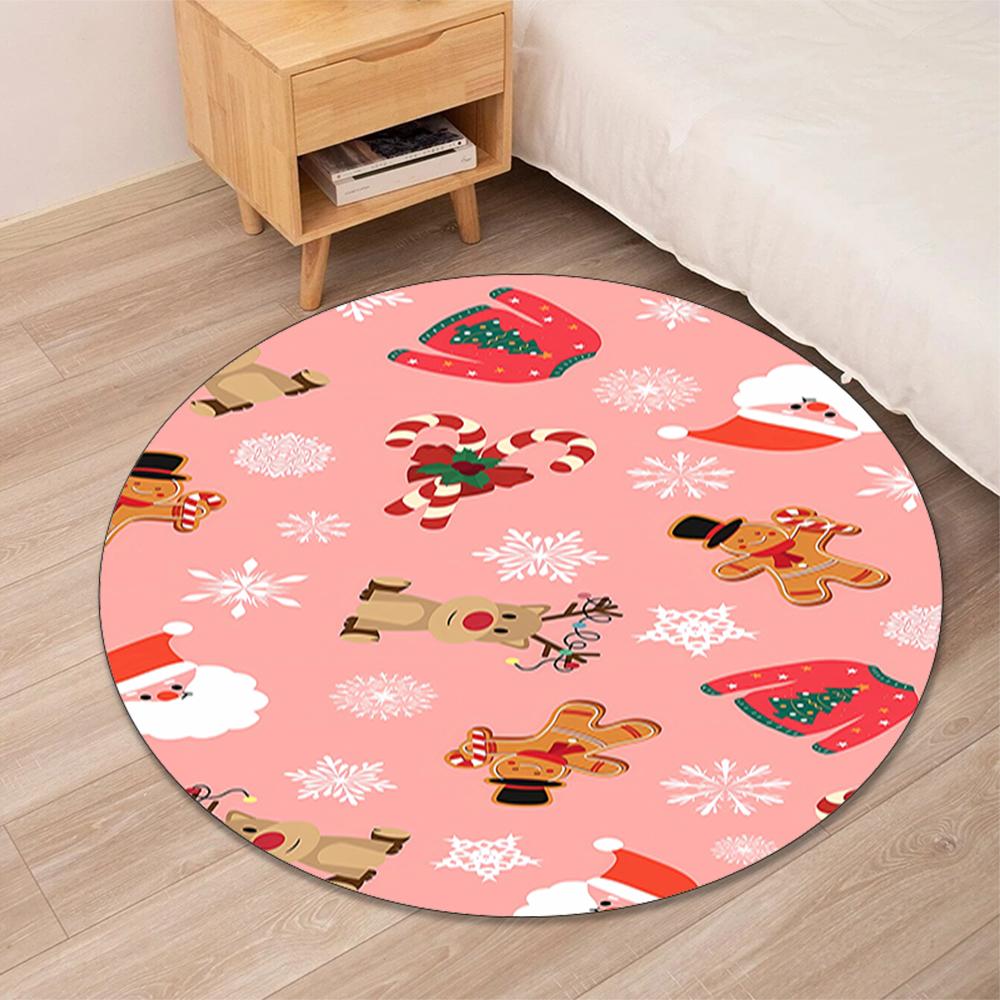 Christmas Printed Round Rug Carpet Chair Rug Area Rug Entryway Doormats,for Office Chair Living Room Bedroom Kitchen Room.