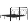 Metal Bed Frame with Headboard Black 150 X 200 Cm