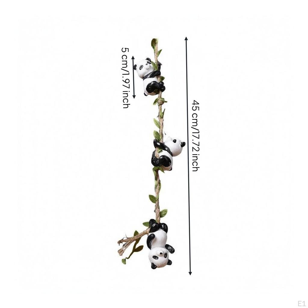 Climbing Panda Ornament Leaf Accents Vine Decoration Look for Garden, Balcony, Indoor