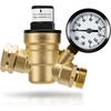 Regulador de Pressão de Água para RV, Regulador de Pressão Ajustável de Latão Sem Chumbo com Manômetro e Filtro de Tela de Entrada para Mangueira de Água de RV, Camper, Trailer de Viagem