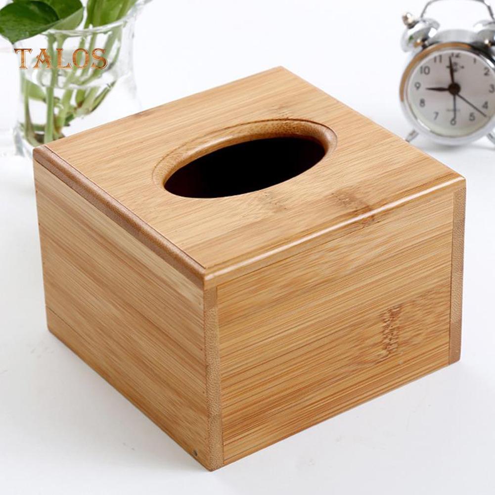 FLH Wooden Cubic Rectangular Tissue Storage Box Paper Case Home Hotel Napkin Holder