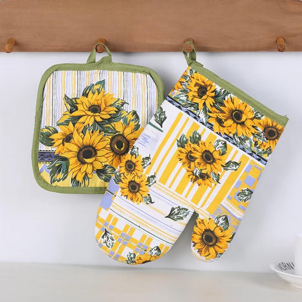 Oven Gloves Table Mat Practical Microwave Ovens Two-piece Set Scald Resistant Household Goods Heat-resistant Kitchen Accessories