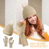3 Pcs/Set Hat Scarf Glove Set Thick Knitted Warm Cap Anti-slip Gloves Elastic Ear Protection Windproof Winter Outdoor