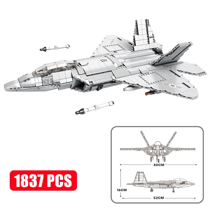 MOC Military Series Jump Jets F14 F16 F18 F22 F35 Aircraft Building Blocks War Fighter Model Bricks Toys For Children Boy Gifts