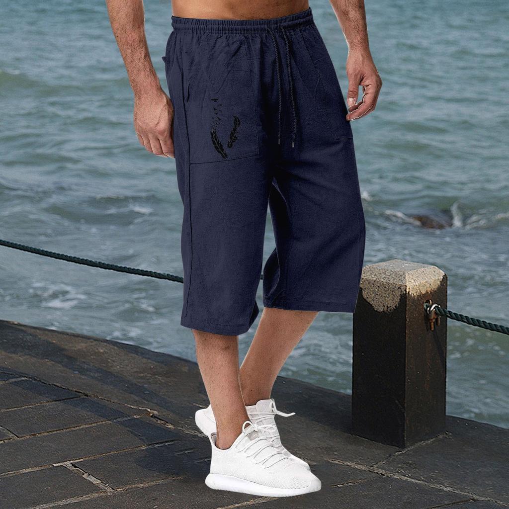 Lässige Sporthose aus Baumwolle und Leinen für Herren