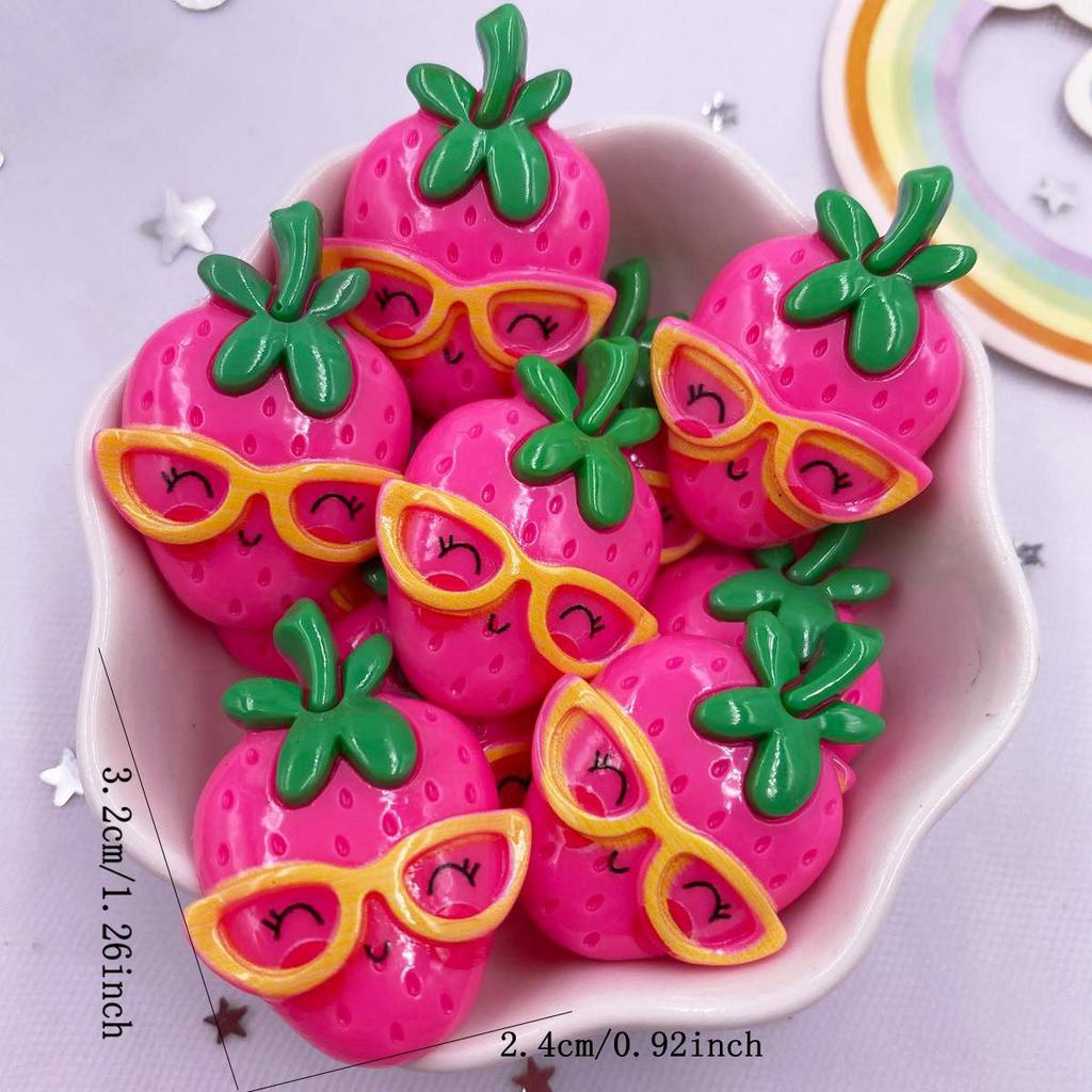 Resin Kawaii Colorful Cool Glasses Cartoon Fruit Ice Cream Avocado Watermelon Flatback DIY Figurine 10PCS Scrapbook Decor Crafts