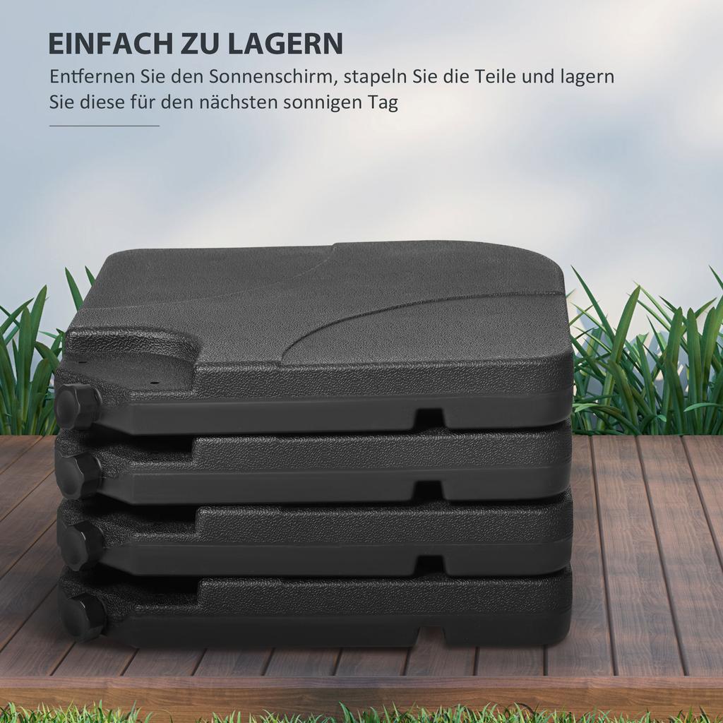 Weight Plates for Parasol Bases, Fillable, Weatherproof, 104cm X 104cm X 7.5H Cm, Black