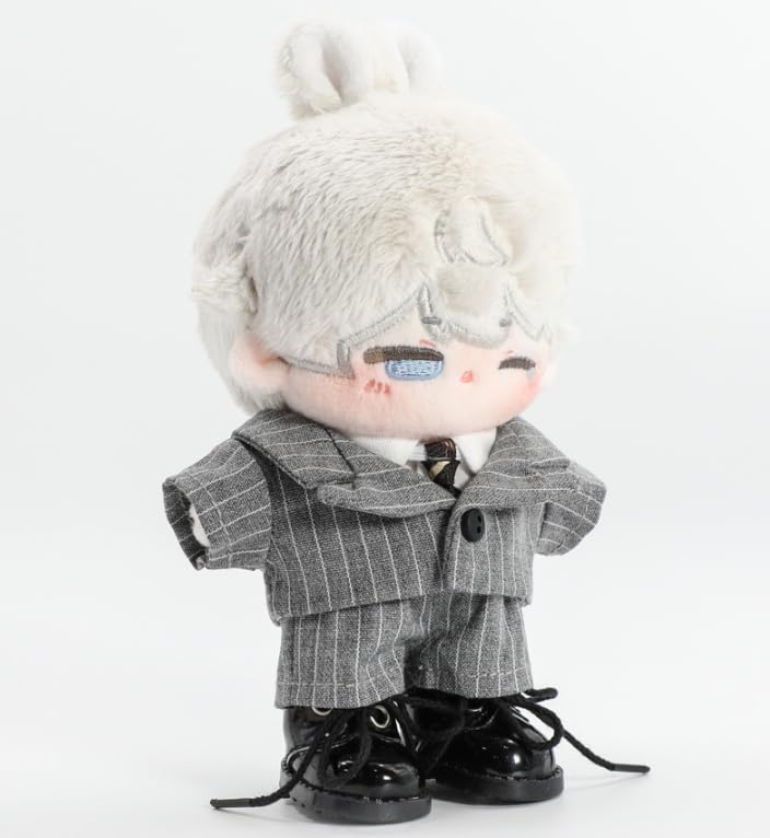 AXLUCE Plush Clothes - 10cm Suit, Shirt, Tie - Plush Toy - Clothes - Doll (Light Gray)