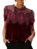 Women's Elegant Velvet Lace Round Neck Bell Sleeve Top