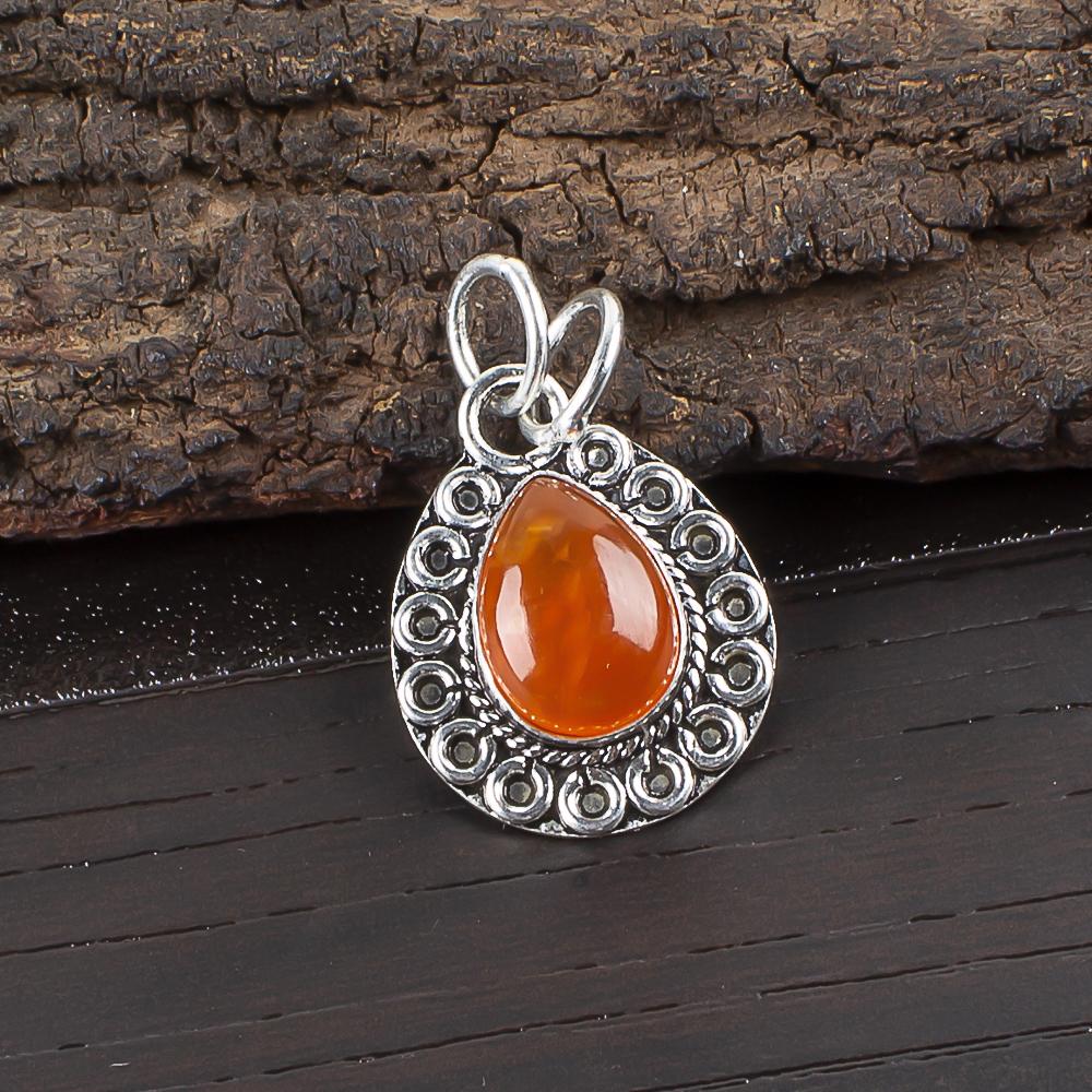 

Украшения из сердолика, кулон из стерлингового серебра 925 пробы, ослепительный серебряный кулон ручной работы для подарка на День благодарения 1.02 Inches оранжевый