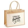 Jute Tote Bag with Pocket I Can't I Have Badminton I Can't Minimalist | Jute and Cotton Canvas 21 L Flat Bottom Handles 65 Cm