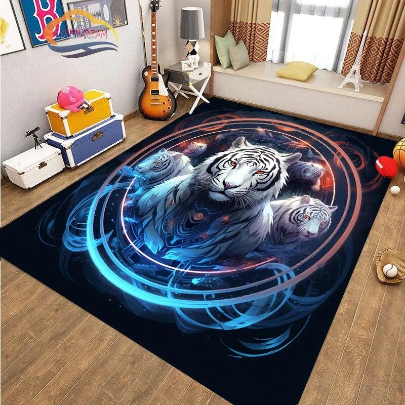 Covor de podea cu animale cool tigru art fashion covor Decorație casei cadouri covor Anti-alunecare pentru sufragerie și pat copil