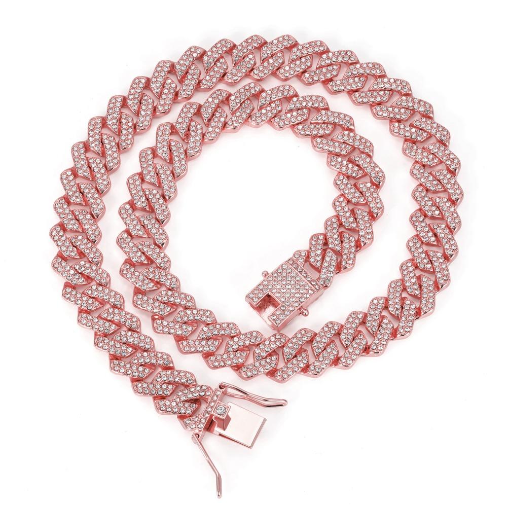14mm Full Zirconium Cuban Chain Men's Hip Hop Cuban Necklace Bracelet Jewelry