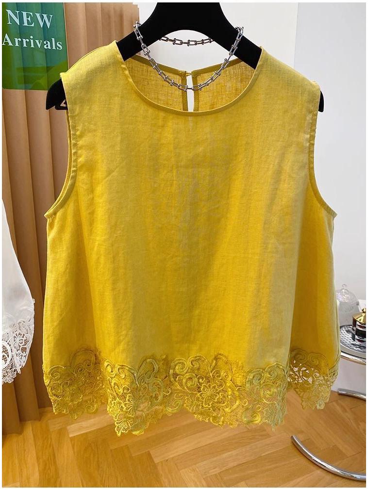 2026 Sleeveless Slimming Lace Camisole - Age-Reducing Patchwork Bow Top for Women's Summer Commute
