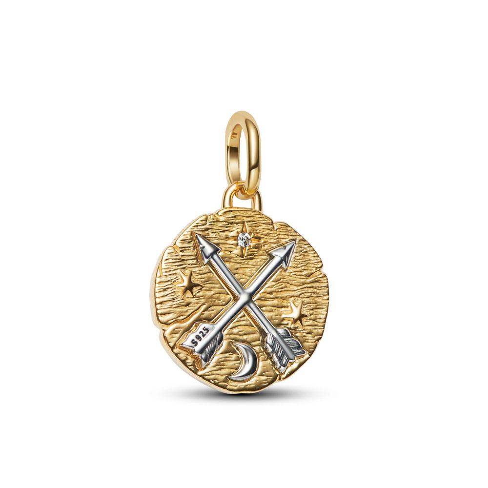 Europe New Copper Plated Gold Cross Constellation Charm Plain Pendant Bead Fit 3Mm Original Bracelet Jewelry For Gift
