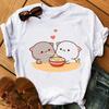 Peach And Goma Mochi Cat Animal Print Tshirt Femme Harajuku Shirt Streetwear Women Short Sleeve Gifts Tshirt Women Clothing