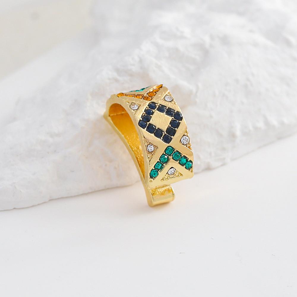 Alloy Stylish Colorful Gemstone Ear Cuffs For Women Design Geometric