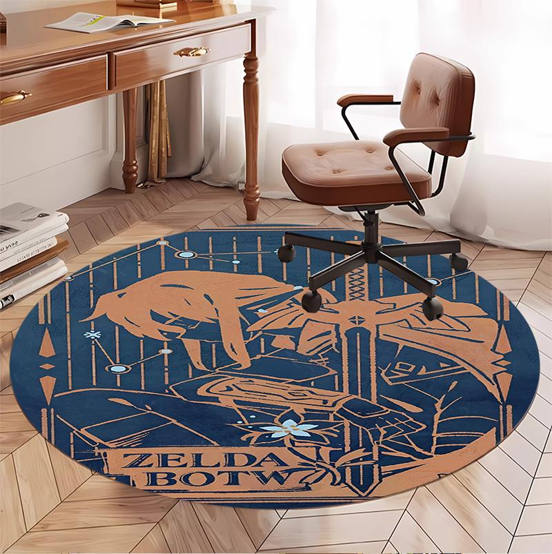 The Legend of Zelda Pattern Round Rug, Indoor/Outdoor Mat, for Picnic, Gameroom, Bedroom, Office, Living Room, Home Decor Carpet, Birthday Gift
