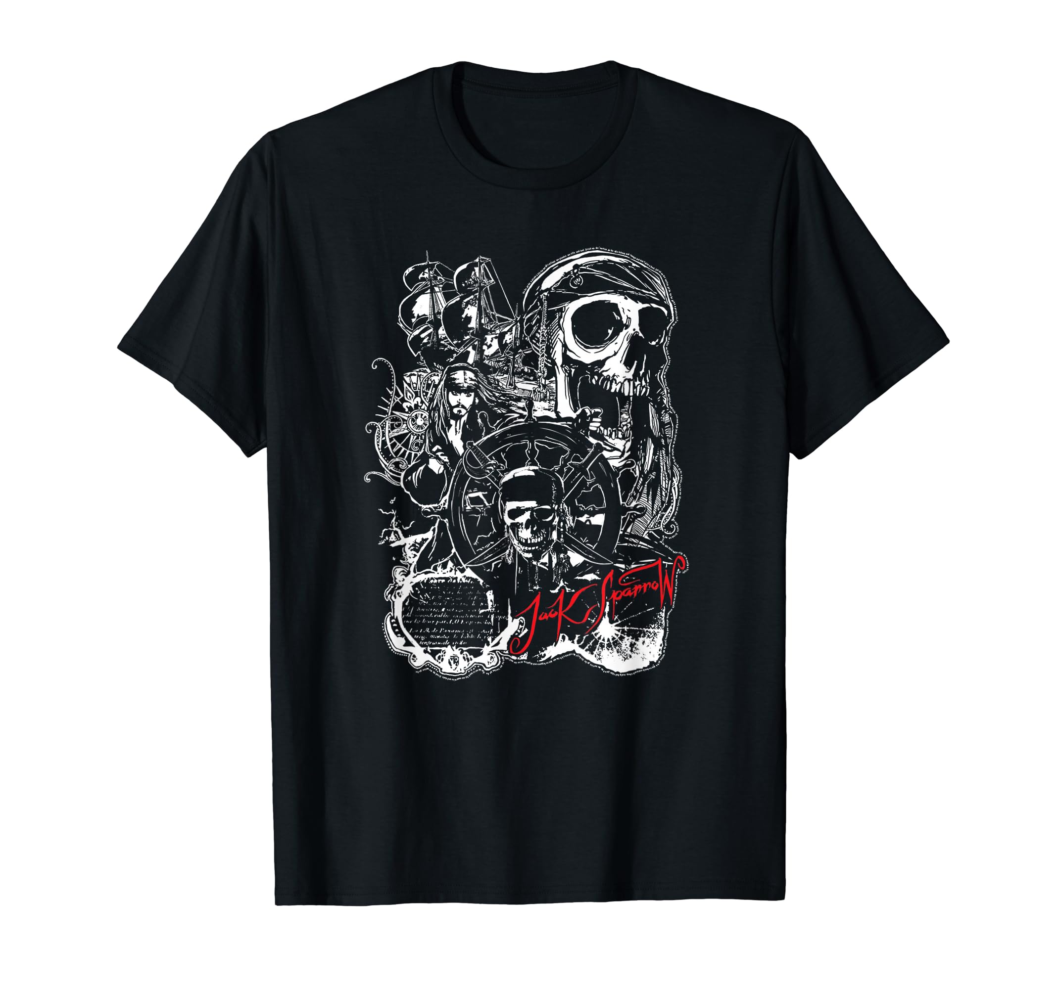 Disney Pirates of the Caribbean Jack Sparrow White Outline T-Shirt
