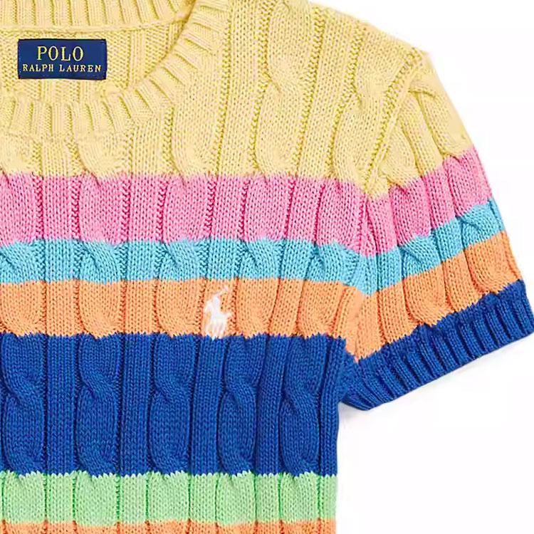 Polo Ralph Lauren Sweater Ss25 Round Neck Striped Short Sleeve Knitwear Multi-Color Kids Kids Sweater CWPOSWEG6820532-999