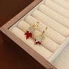 New Year Angora Red Maple Leaf Rhinestone Ear Cuff - Elegant & Stylish Drop Earring In Retro High-End Niche Style