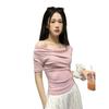 Sweet Shoulder Short Sleeve T-Shirt Women's Spring and Summer New Design Off-Shoulder South East Asia Top
