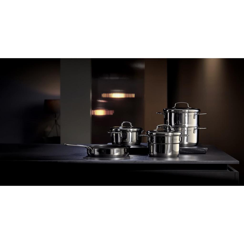 WMF High Stainless Steel 14cm Deep Induction and Gas Simple W0714776040 "Mini Casserole" Double-Handled Pot, Compatible, Design,