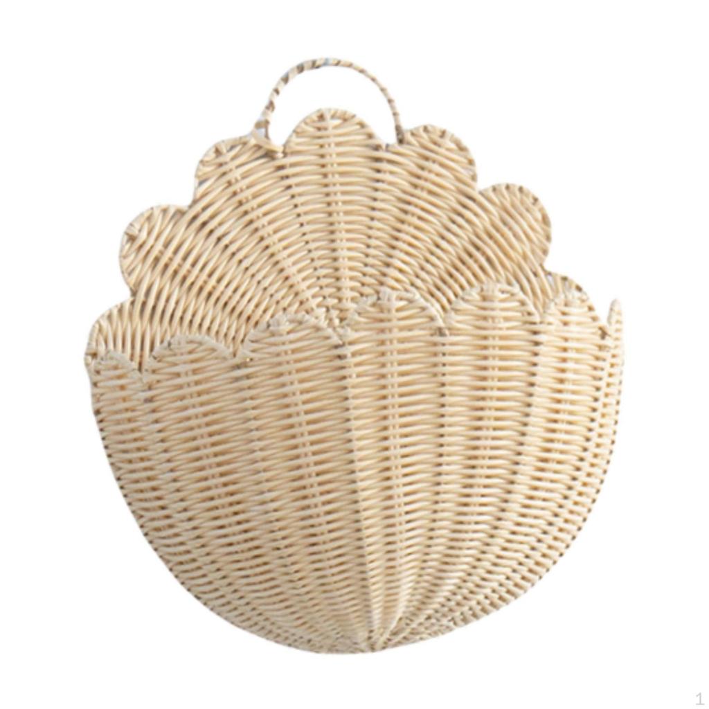 Faux Rattan Wall Hanging Storage Basket, Multipurpose Decorative Flower Handmade