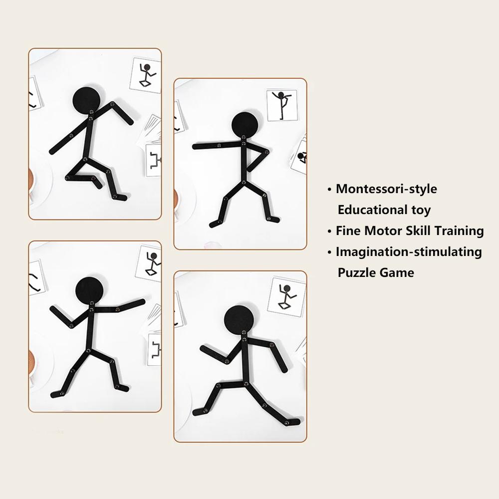 Kids Montessori Toy Wooden Early Learning Educational Puzzles Sporty Pose Jigsaw Improve Hands-on Skill Busy Board Gifts