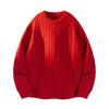 New Autumn and Winter Round Neck Twisted Sweater for Men Solid Color Loose Knitted Sweater