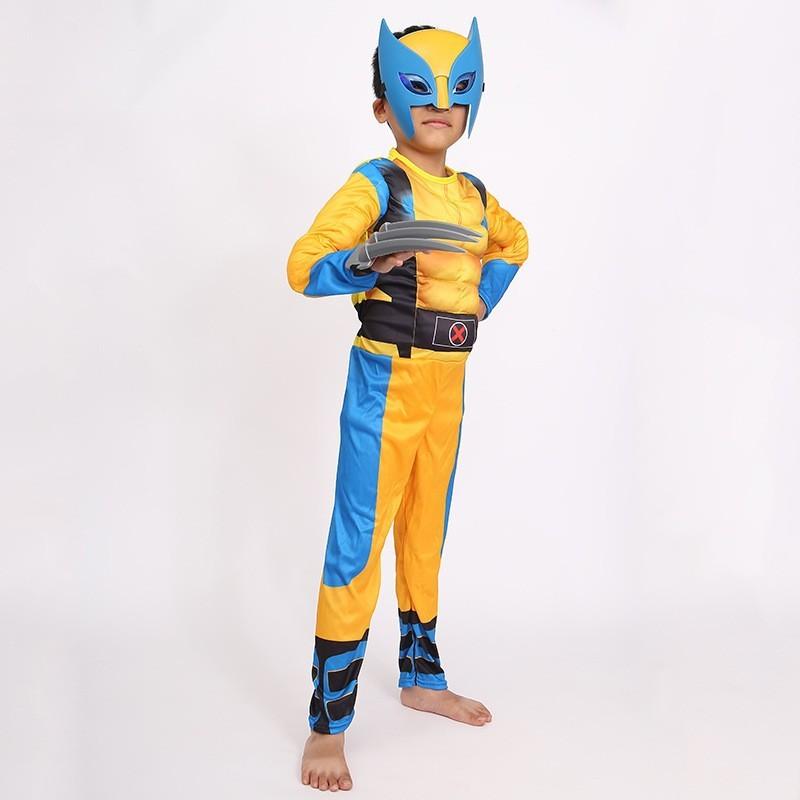 Comfortable Cotton Wolverine Costume Full Bodysuit For Halloween And Children's Day Celebrations
