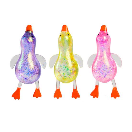 Transparent Glitter Duck Squeeze Toy Mini Lying Duck Anxiety Relief Sensory Toy
