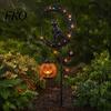 Halloween Solar Garden Stake Lights Light, Metal Black Cat & Pumpkin Moon Waterproof Spooky Bat Decorations for Lawn Patio Yard Pathway Outdoor Decor,