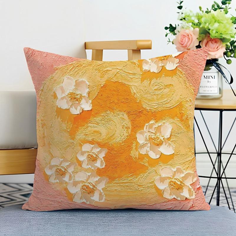Ins Style Oil Painting Print Decorative Pillowcase Bedroom Living Room Square Cushion Pillowcase