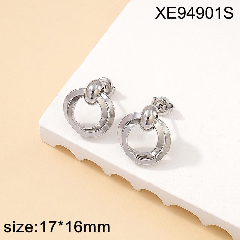 2025 Chic Geometric Titanium Steel Gold-Plated Hoop Earrings for Women - Versatile and Trendy