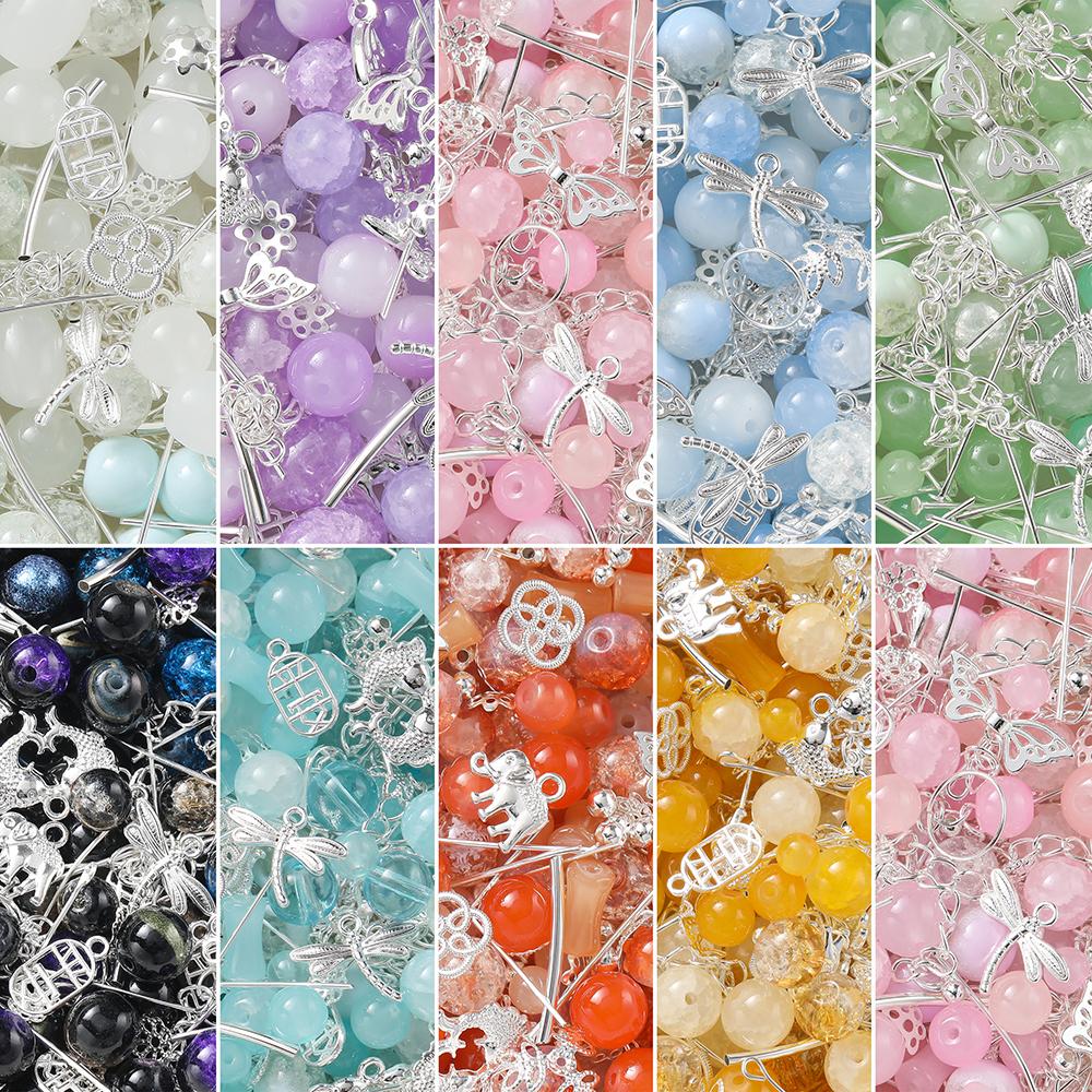 30/50g Mixed Style Glass Spacer Beads Metal Pendants Jewelry Accessories for DIY Bracelets Necklace Anklet Jewelry Making