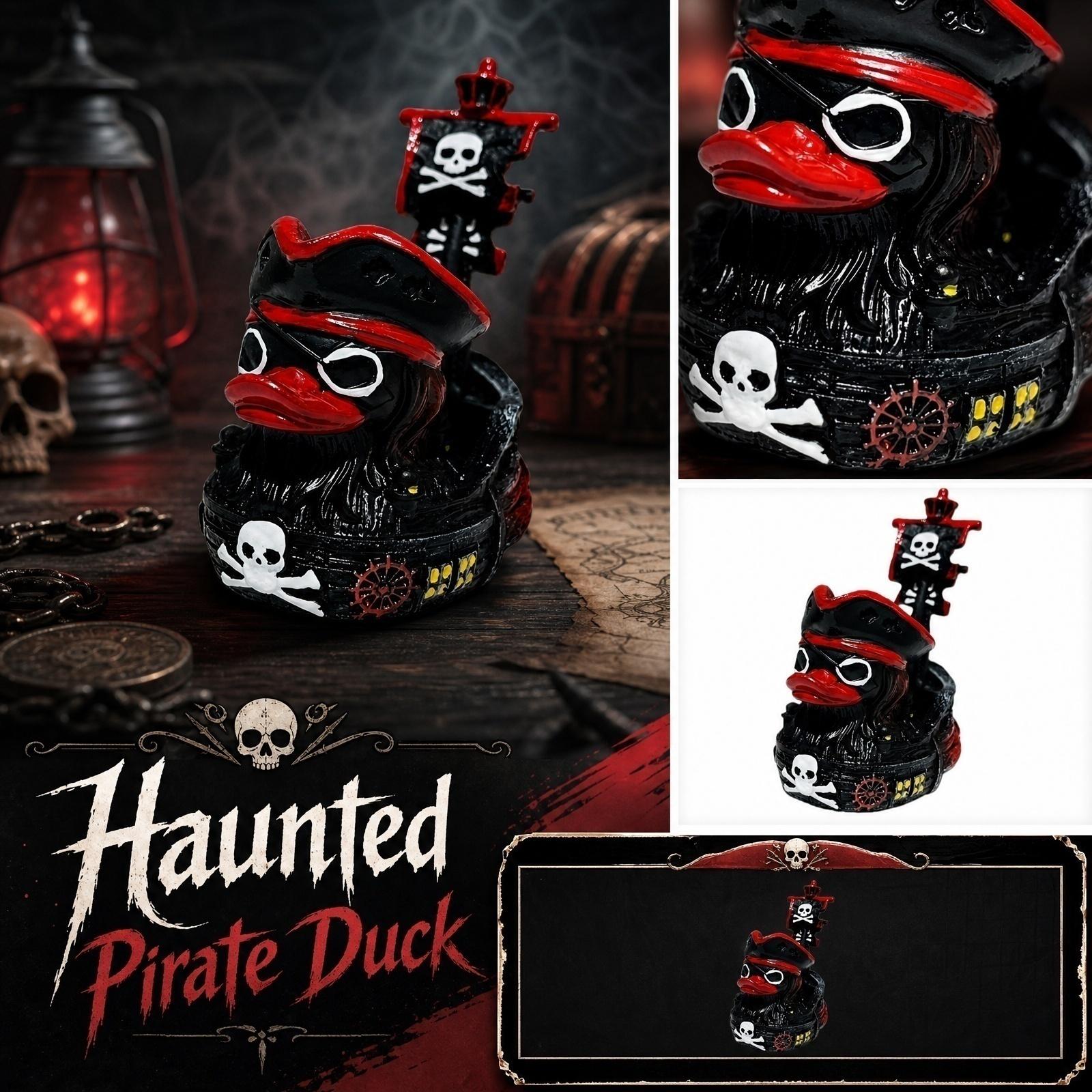 Pirate Ship Rubber Duck Desktop Ornament with Skull and Crossbones Design Detailed Pirate Hat and Ship Features Unique Nautical Decoration one size