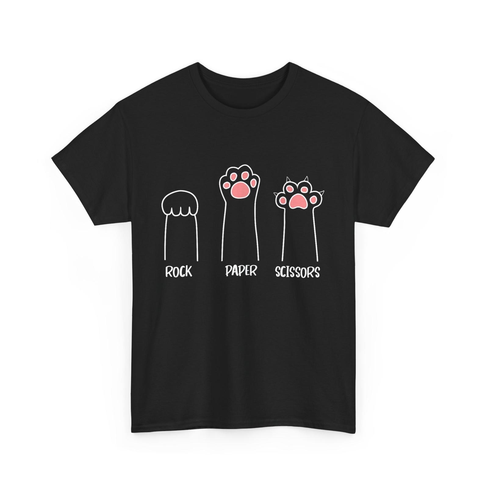 Rock Paper Scissors Hand Game Cute Paw Funny Cat T-shirt L