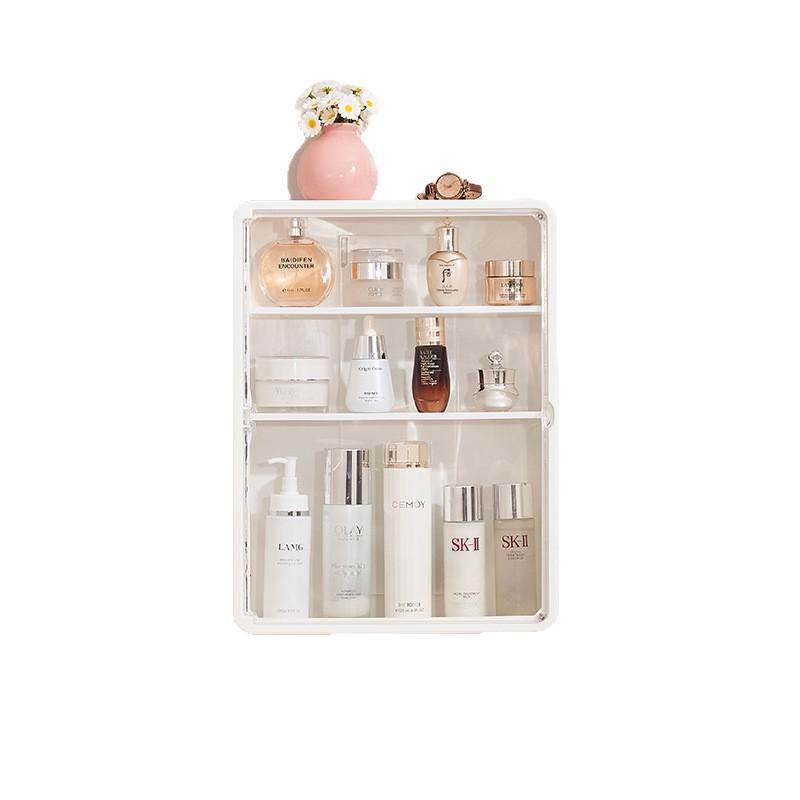 Wandmontierter, bohrfreier, staubdichter Badezimmer-Hautpflege-Organizer