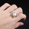 S925 Sterling Silver Natural Freshwater Pearl Ring Personality Temperament Light Luxury Inlaid 10Mm Bread Bead Ring