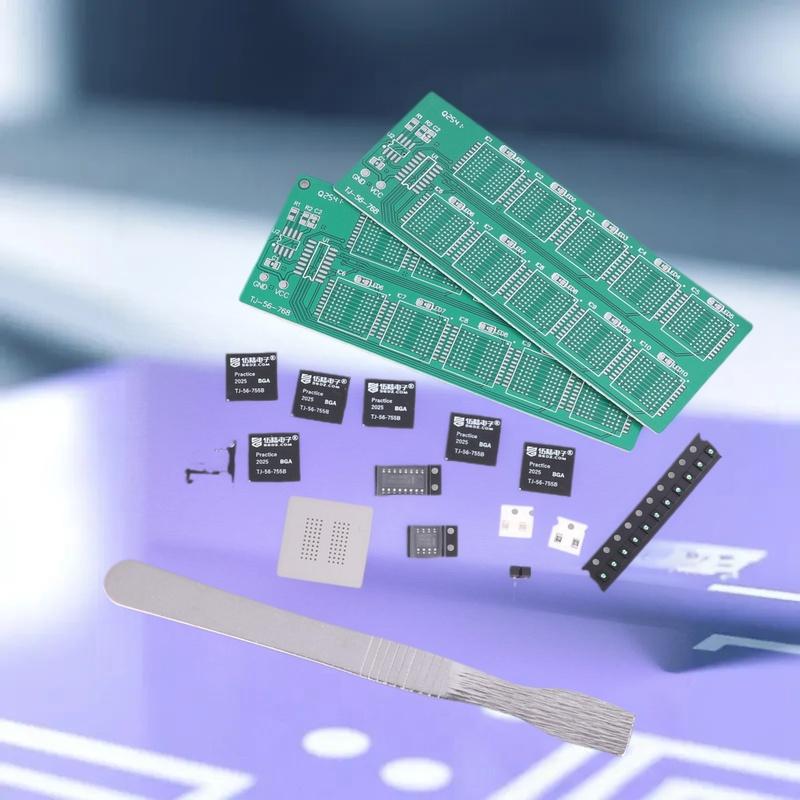 Soldering Practice Board Kit with BGA Chipset for Decimal Flowing Light Training; Loose Accessories for Educational Purposes