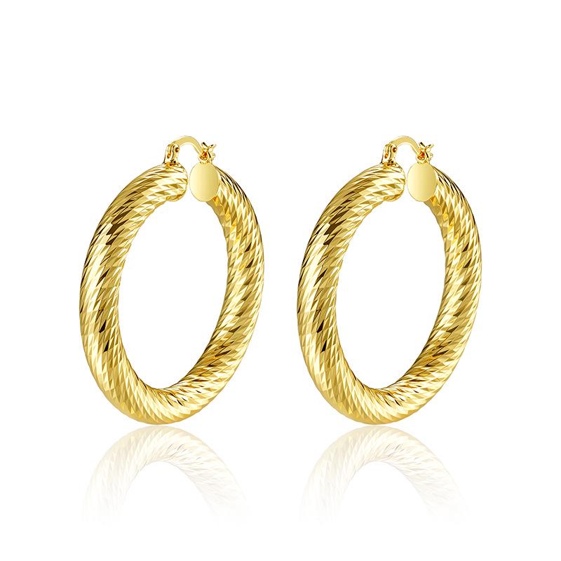 Gold-Plated Silver Cable Knit Hoop Earrings for Women - Trendy European and American Style Ear Ornaments