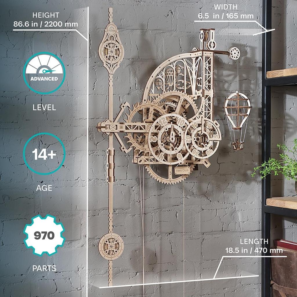 Ugears Aero Clock 70157 Wooden Puzzle Craft Model No Glue or Tools Required Adults and Children - -