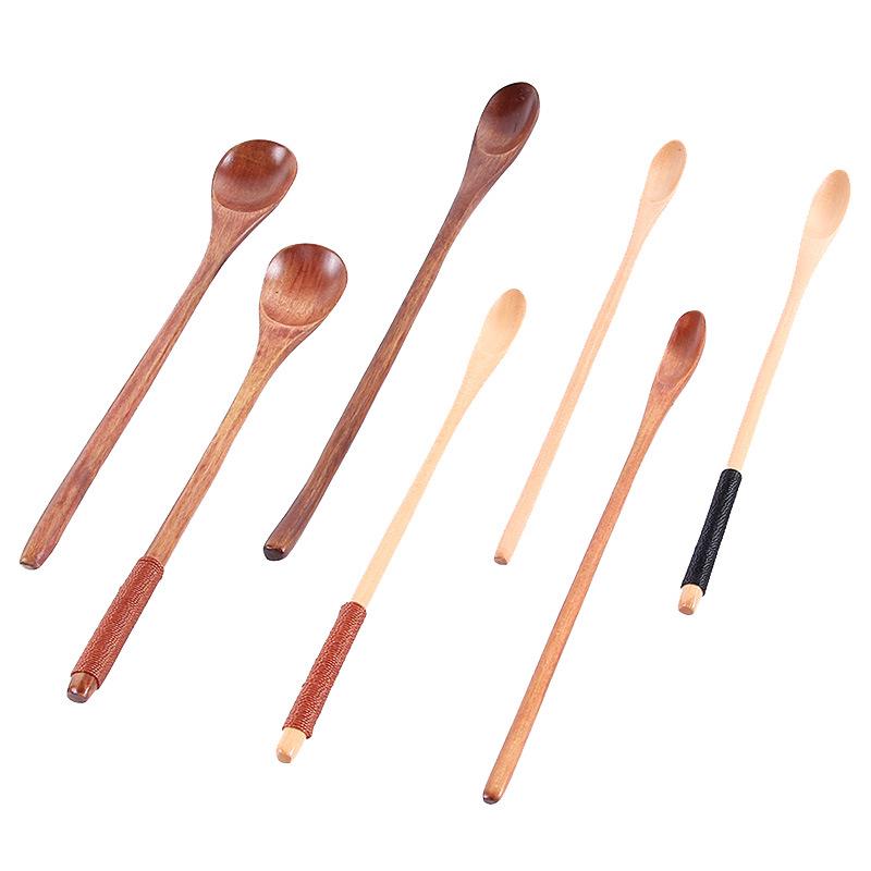Japanese-Style Long Handle Wooden Coffee Stirring Spoon