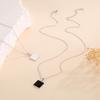 Beixi S925 Sterling Silver Geometric Black & White Epoxy Necklace for Women - Simple Fashionable Design