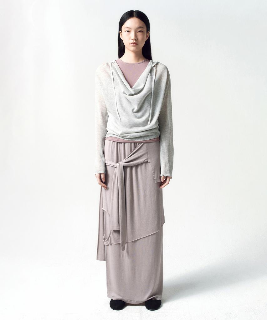 Insilence Woman 3-Layer Maxi Skirt Ash Beige
