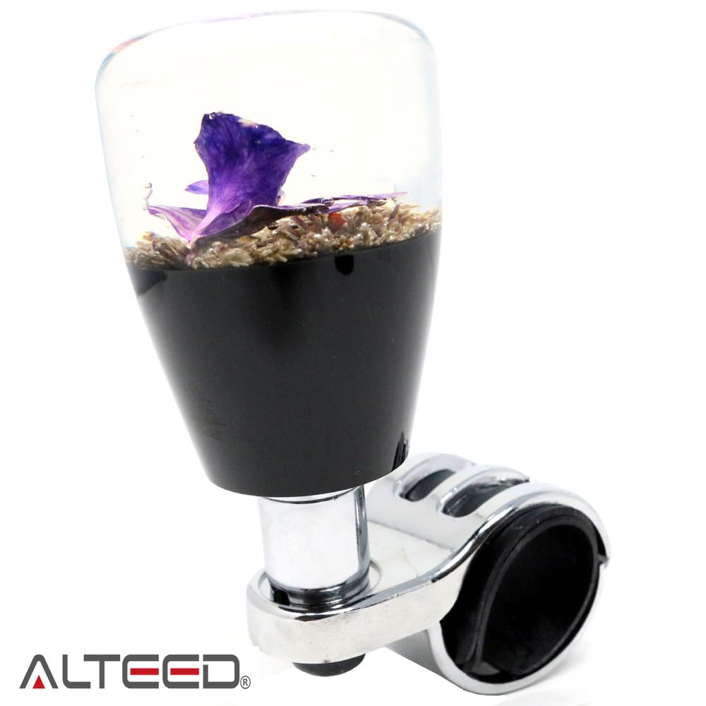 Autoland Underwater Flower Handle Spinner Car Steering Spinner Knob Real Orchid Flower Artwork Purple