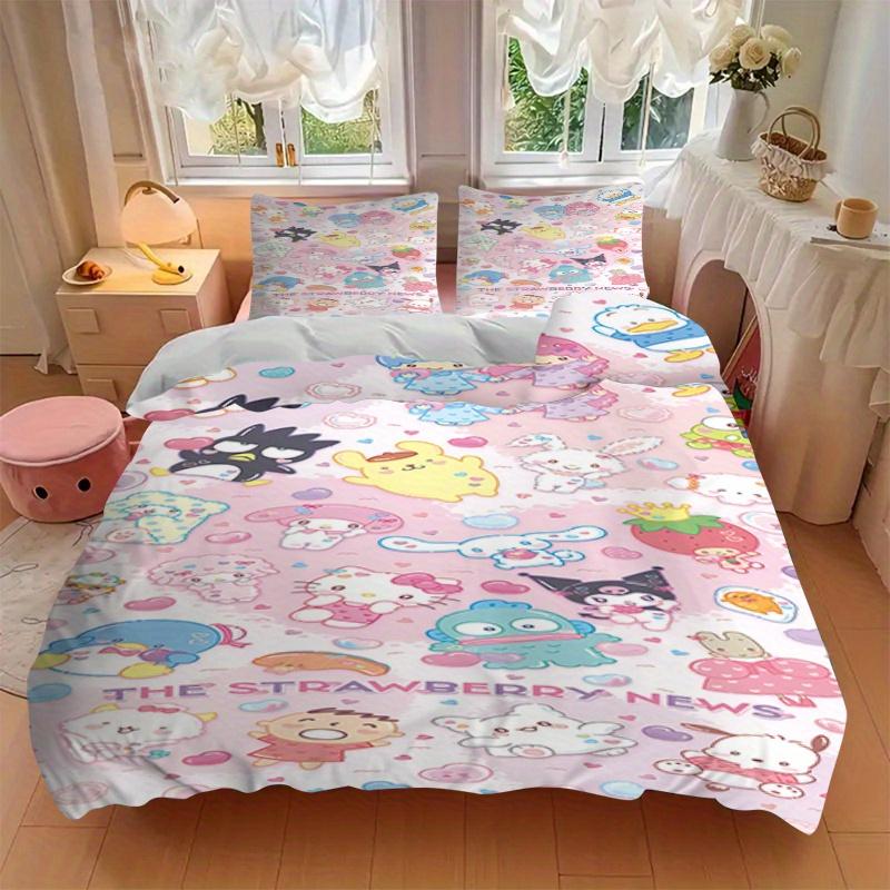3pcs Sanrio Breathable Polyester Bedding Set Soft Duvet Cover and 2 Pillowcases,Suitable for All Seasons, 082660b