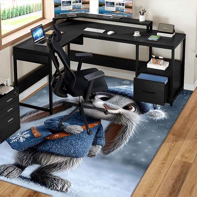 1pc Zootopia Judy Hopps Snowflake Chair Mat - Anime Cartoon Design Office Rug for Home Decor, Seasonal Gift, Anti-Slip Carpet Suitable for Office and