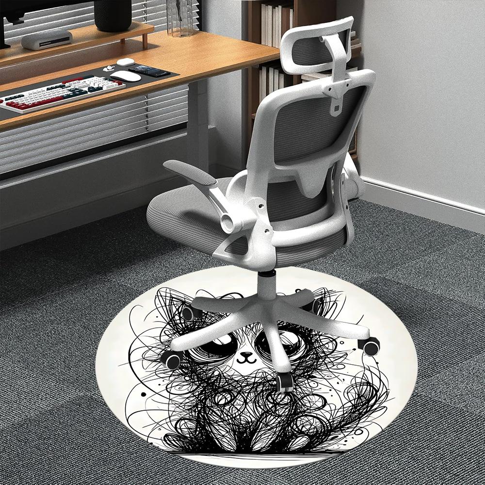 

1pc Whiskers Paws Office Round Area Rug, Indoor Mat Suitable ForOffice, Under Office Chairs Bedroom Living Room Home Decor, Room Deco u47 80cm by 80cm